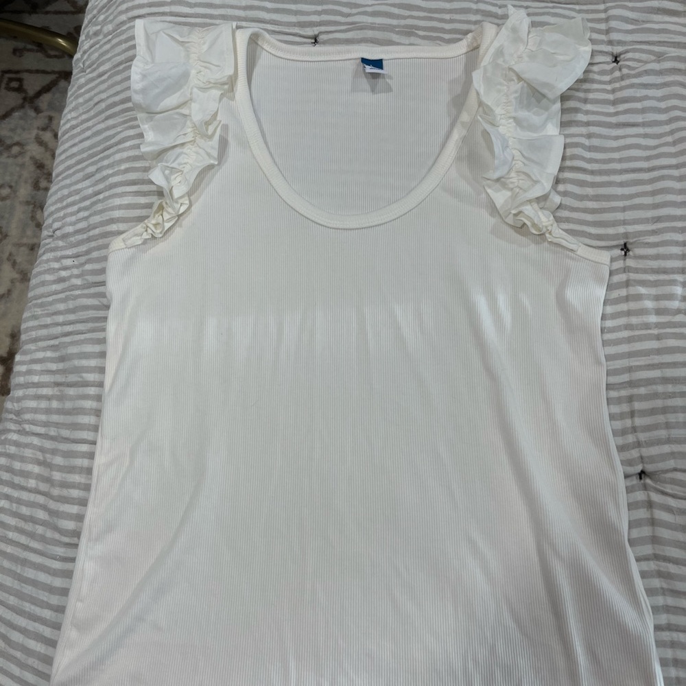 Old Navy Cream Ruffle Sleeve Tank Top